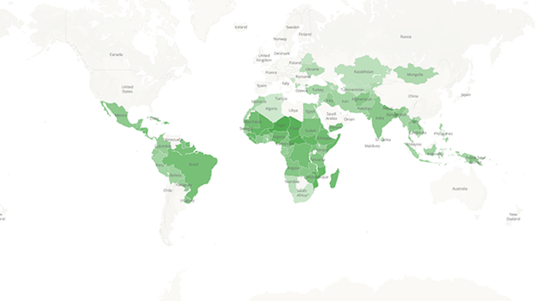 18세 미만 아동 조혼율을 보여주는 지도 (사진 출처_ GIRLS NOT BRIDES)